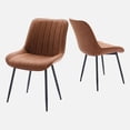 thumbnail image 1 of Qinaqin Marrón Cuero Sintético cm de Profundidadining Chair Set 2 con Negro Metálico Legs para Kitchen y Sala, 1 of 6