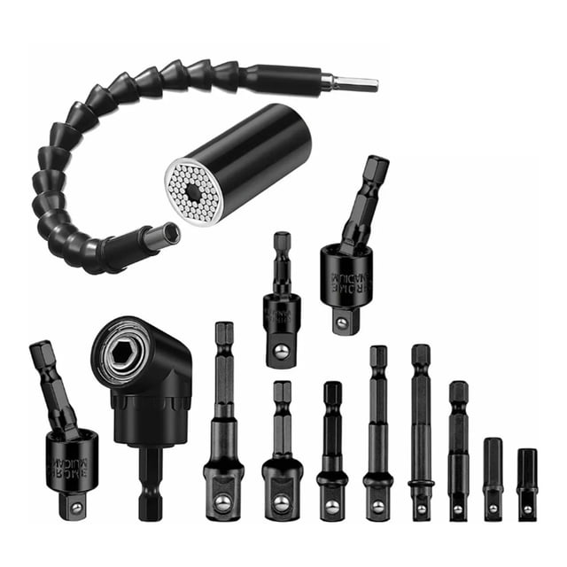 Yeacher 14PCS Flexible Drill Bit Extension Set with 105° Angle Drill Bit Extension & Universal Socket Adapter & Socket Grip
