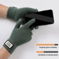 thumbnail image 4 of Wioihee Men's Winter Touch Screen Gloves Anti-Slip thermal Gloves Knit Mens Gloves Thickened Warm Lining for Running Sport Army Green, 4 of 6