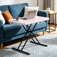 thumbnail image 3 of 30 Inch Folding Table TV Tray, Portable Adjustable Height, X-shaped Frame Portable Work Table, Utility Foldable Desk for Small Spaces, Laptop & Couch, Camping, Pink, 3 of 9