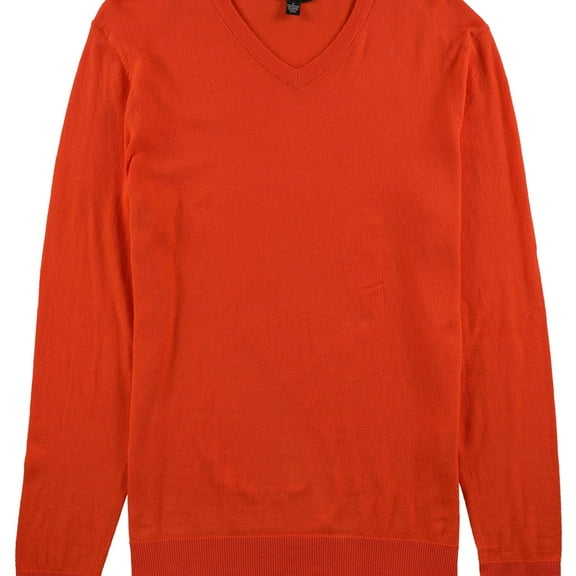 Alfani Mens V-Neck Pullover Sweater, Orange, Small