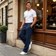 thumbnail image 4 of Mens Sweatpants Lightweight Open Bottom Sweat Pants Straight Leg Gym Sweatpants Lounge Pants with Pockets, 4 of 7