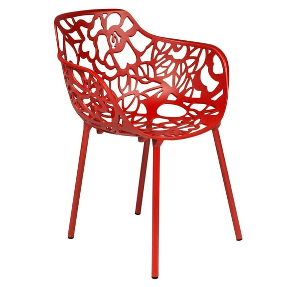 Modern Aluminum Accent Chair - Chic Flower Design Indoor Outdoor Patio Furniture
