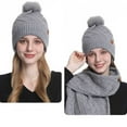 thumbnail image 4 of Caywon Women's Winter Double Layer Fleece Lined Thickened Warm Wool Hat Scarf Gloves Three Piece Set Clothing Matching Set Coordinated Design, 4 of 5