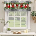 thumbnail image 2 of Christmas Curtain Valances for Windows, Kitchen Valance Window Treatments Panel 2 Pack, Red White Ball Pine Cones Needles Grey Plaid Rod Pocket Short Curtains for Bathroom Bedroom 42 x 12 Inch, 2 of 8