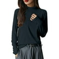 thumbnail image 4 of hotojiny Womens Long Sleeve Tops Casual Mock Neck Comfy Loose Shirts Lounge Lightweight Soft Basic T Shirts, 4 of 5