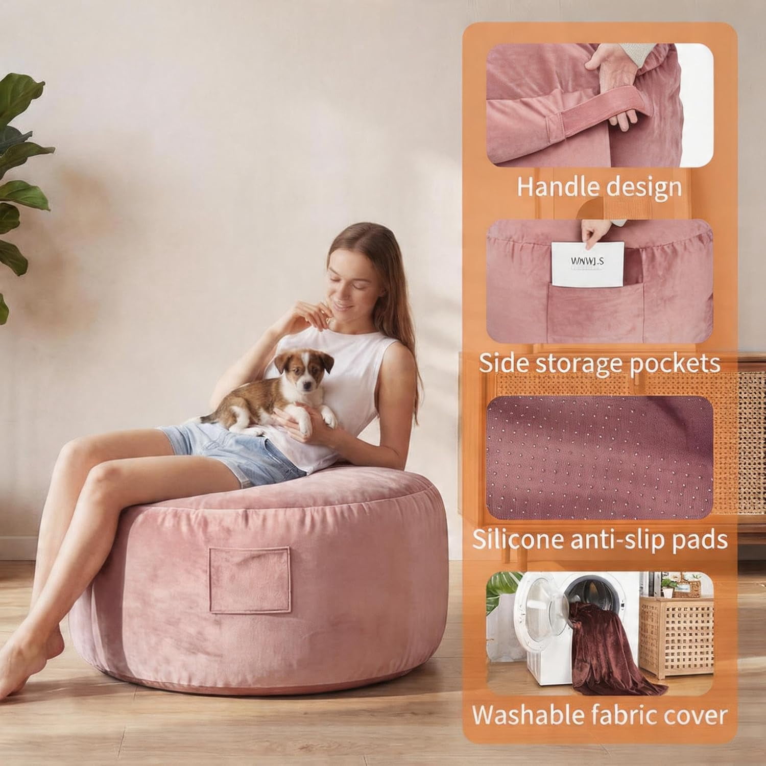 4 in 1 Convertible Bean Bag Chair Bed for Adults 4ft Large Beanbag Chair with High Memory Foam Filler and Removable Cover, Oversized Comfy Flannel Bean Bag Couch Bed Lazy Sofa for Adults Teen