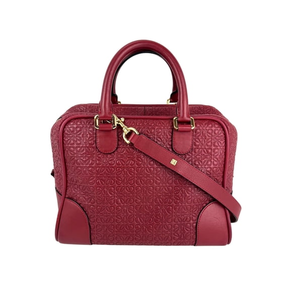 Pre-Owned Loewe Amazona Anagram 2 Way Red Leather Shoulder Bag