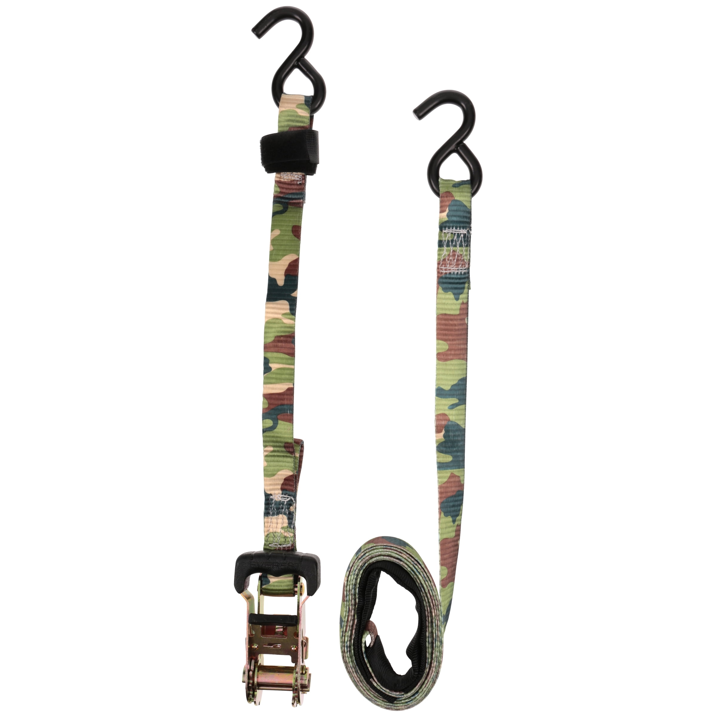 Everest 1' x 15' 1,000 lbs. WLL Camo Ratchet Tie Down with S-Hooks, 2-Pack