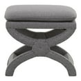 thumbnail image 2 of 23 Inch Fabric Upholstered Ottoman, Plush Cushioned, Curved X Frame, Gray- Saltoro Sherpi, 2 of 6