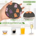 thumbnail image 2 of Yayeee 6 PCS Drink Coasters with Holder Set Woven Absorbent Round Tabletop Hot Pad, Halloween Orange Ghosts, 2 of 7