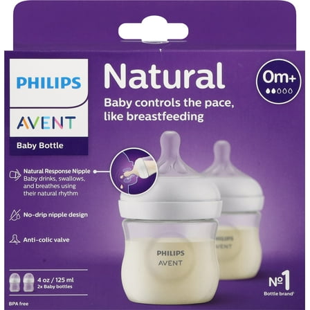 Philips Avent 0  Months 4 oz Natural Baby Bottle 2 Each
