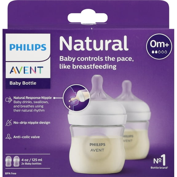 Philips Avent 0  Months 4 oz Natural Baby Bottle 2 Each