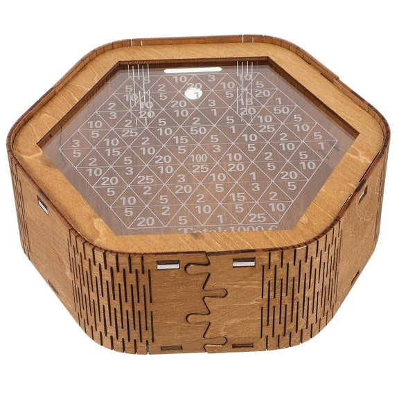 Money Box Wooden Transparent Cover Saving Box with Number Wooden Piggy Bank Coin Container