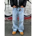 thumbnail image 2 of Reppunk Men's Vintage Light Wash Baggy Wide Leg Denim Jeans, Loose Oversized Straight Full Length Trousers, Business Casual Versatile Office Daily Commute Pants, 2 of 8