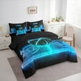 thumbnail image 3 of Manfei Boys Basketball Twin Bedding Sets, Teens Sports Bedding Comforter Set, Cyan Blue Gradient Basketball Court Sheet Sets, Super Cozy Room Decor Reversible 7 Pieces, 3 of 8