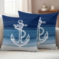 thumbnail image 2 of Nautical Anchor Navy Blue Outdoor Pillow Covers 24x24 Set of 2,Waterproof Patio Throw Pillowcase Protectors,Coastal Ocean Ombre Striped Decorative Pillow Shams Cushion Covers for Seat Bed Couch Sofa, 2 of 8