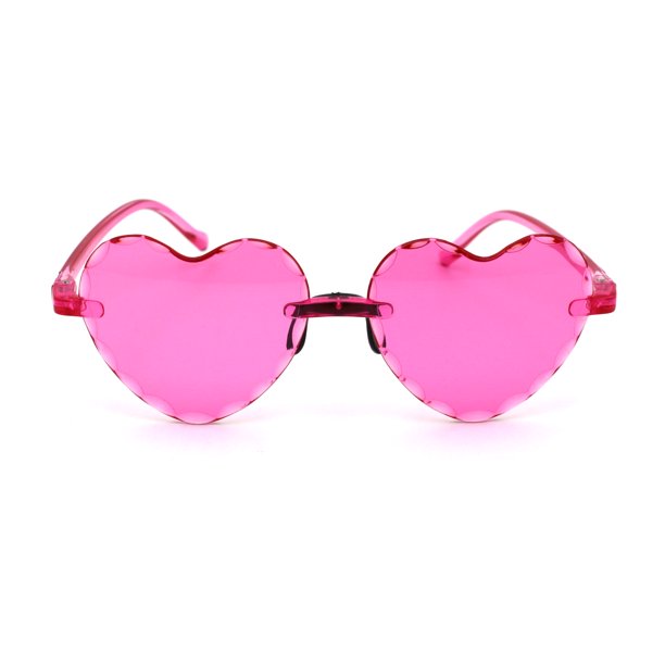 SA106 Girls Child Size Beveled Edge Heart Rimless Plastic Retro Love