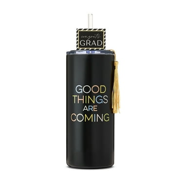 Graduation Good Things are Coming Black Insulated Stainless Steel Tumbler with Straw, 18.5 oz, by Way To Celebrate