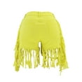 thumbnail image 6 of Pimfylm Jean Shorts for Women Juniors, Summer High Waisted Stretchy Frayed Raw Hem Tassels Denim Shorts Yellow, S, 6 of 6