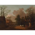 thumbnail image 2 of Thomas Gainsborough 18x14 Black Ornate Wood Framed Double Matted Museum Art Print Titled - Landscape with Milkmaid, 2 of 5