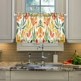 thumbnail image 2 of Yayeee Kitchen Curtains Tier Pair Light Filtering 27"x36" Rod Pocket Short Cafe Window Panel, Orange Autumn Leaves, 2 of 7