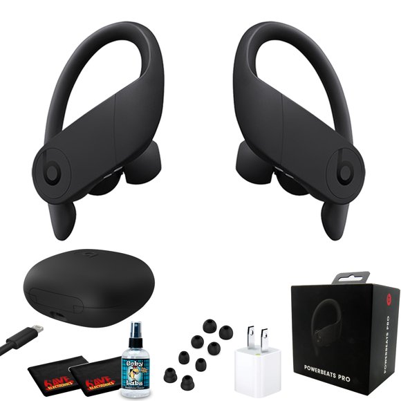Beats by Dr. Dre Powerbeats Pro In-Ear Wireless Headphones (Black) 9 Hours Of Listening Time, Sweat Resistant Earbuds - with Headphone Cleaner, Extra USB Power Cube - Pro Bundle