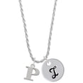 thumbnail image 1 of Delight Jewelry Silvertone Large Initial - P - Silvertone Script Initial Disc - I - Charm Necklace, 20"+3", 1 of 4