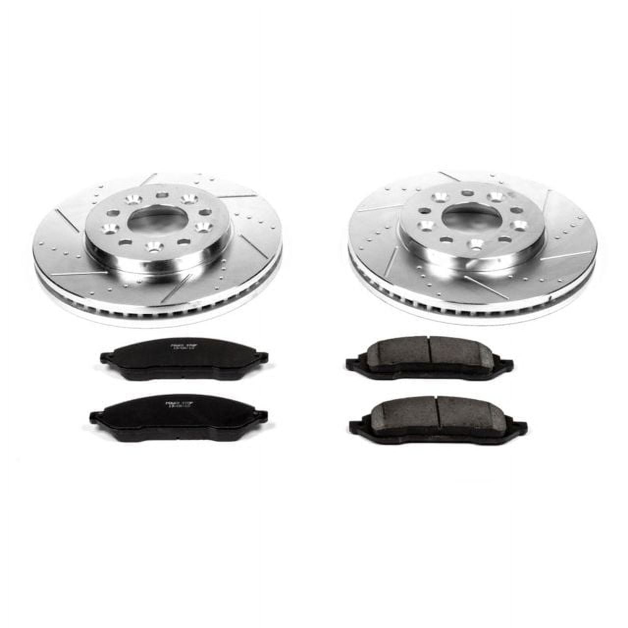 Power Stop Front Brake Kit with Drilled & Slotted Rotors and Ceramic Brake Pads K3051