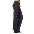 thumbnail image 4 of Grianlook Women Trousers Low Waisted Yoga Pants With Pockets Bottoms Ladies Long Sweatpants Full-Length Elastic Waist Jeggings black XS, 4 of 7