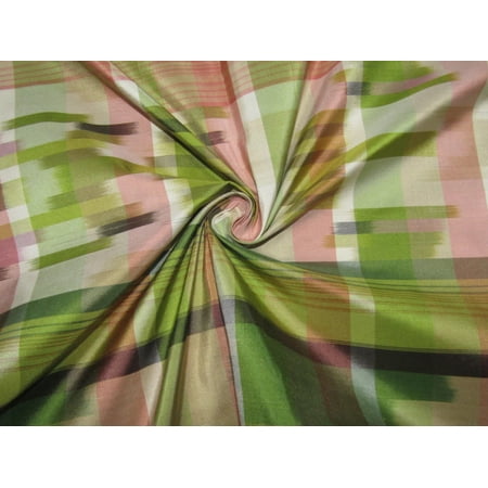 100% silk taffeta fabric pink and green PLAIDS 54quot; wide sold by the yard TAFNEWC2[2] Please message us for bulk purchase
