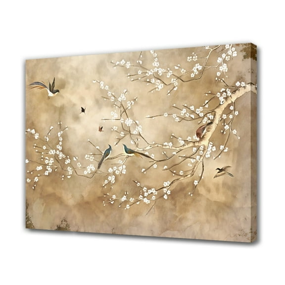 Chinese Style Flowers And Birds Painting Decorative Painting Canvas Poster Bedroom Decor Sports Landscape Office Room Decor Gift,Frame-style,20x30inch(50x75cm)