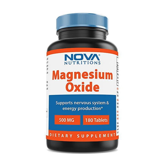 Nova Nutritions Magnesium Oxide 500 mg Tablets, 180 Ct