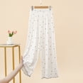 thumbnail image 5 of Kaemgyyd Women's Comfy Pajamas Stretch Pj Bottoms Pants Elastic High Waisted Polka Dots Pants Wide Leg Lounge Trousers（White,X-Large）, 5 of 5