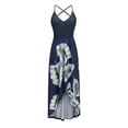 thumbnail image 3 of SMihono Robe Maxi Bohème d'Été pour Femmes Grande Taille Robe Maxi Asymétrique pour Femmes Décontractée à Col en V d'Été à Fleurs Sans Manches Robes de Plage Évasées Robe d'Été, 3 of 8