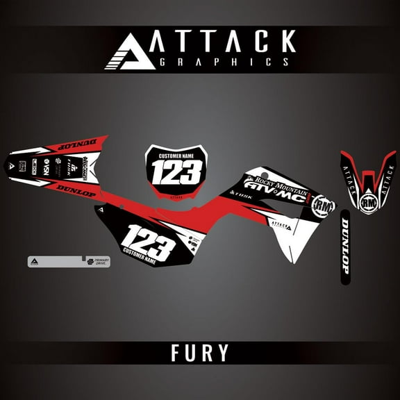 Attack Graphics Custom Fury Complete Bike Graphics Kit for Honda Crf125F (Big Wheel) 2021