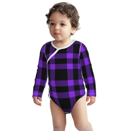 

Fotbe Purple Buffalo Plaid Pattern Unisex-baby Long-sleeve Bodysuit Long Sleeve Bodysuits One-piece 100% Organic Cotton for Infant Baby Boys Unisex-3 Months
