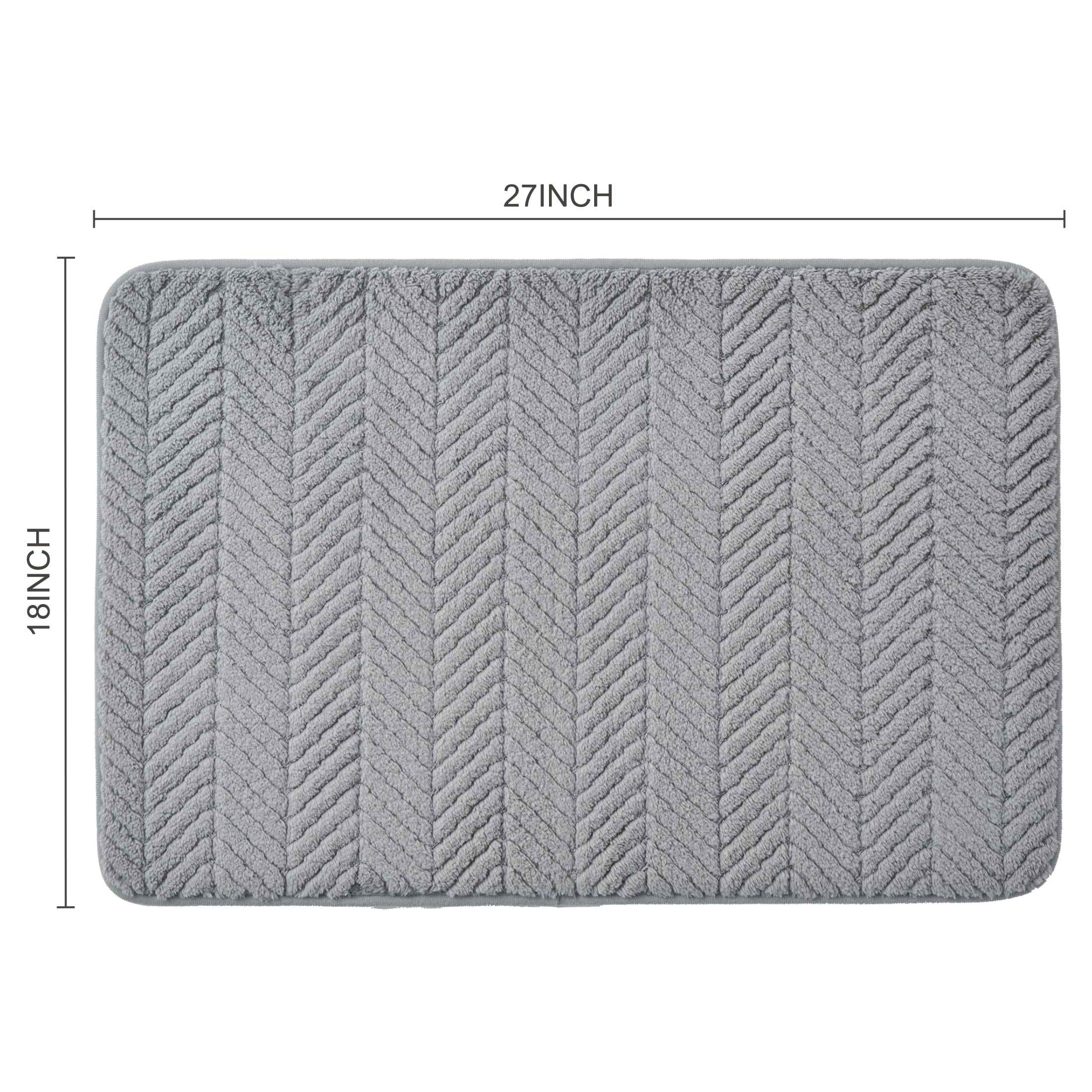 Hotel Style Plush Memory Foam Bath Mat, Gray, 18" x 27"