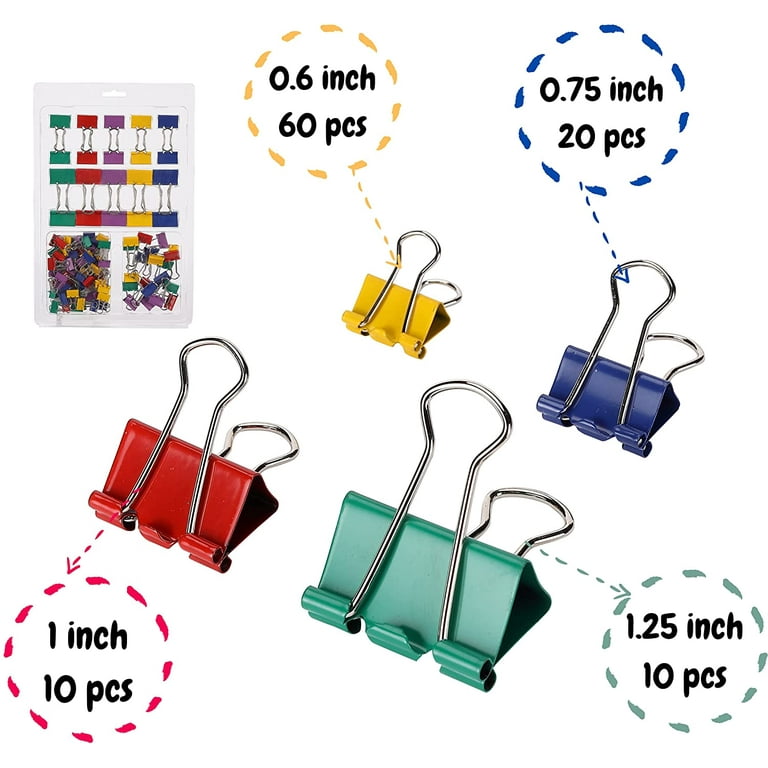 Mr. Pen Binder Clips 100 pcs Assorted Size and Color Paper