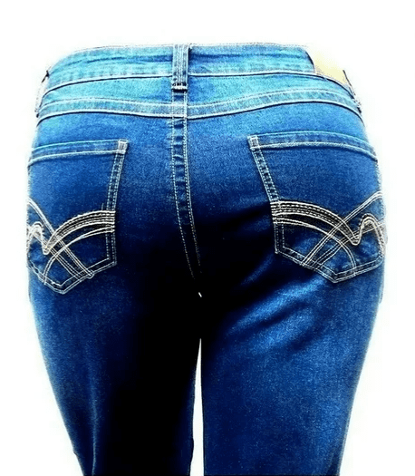 Womens Plus Size Navy Blue Denim Jeans Pants Curvy Stretch Relaxed Fit - image 3