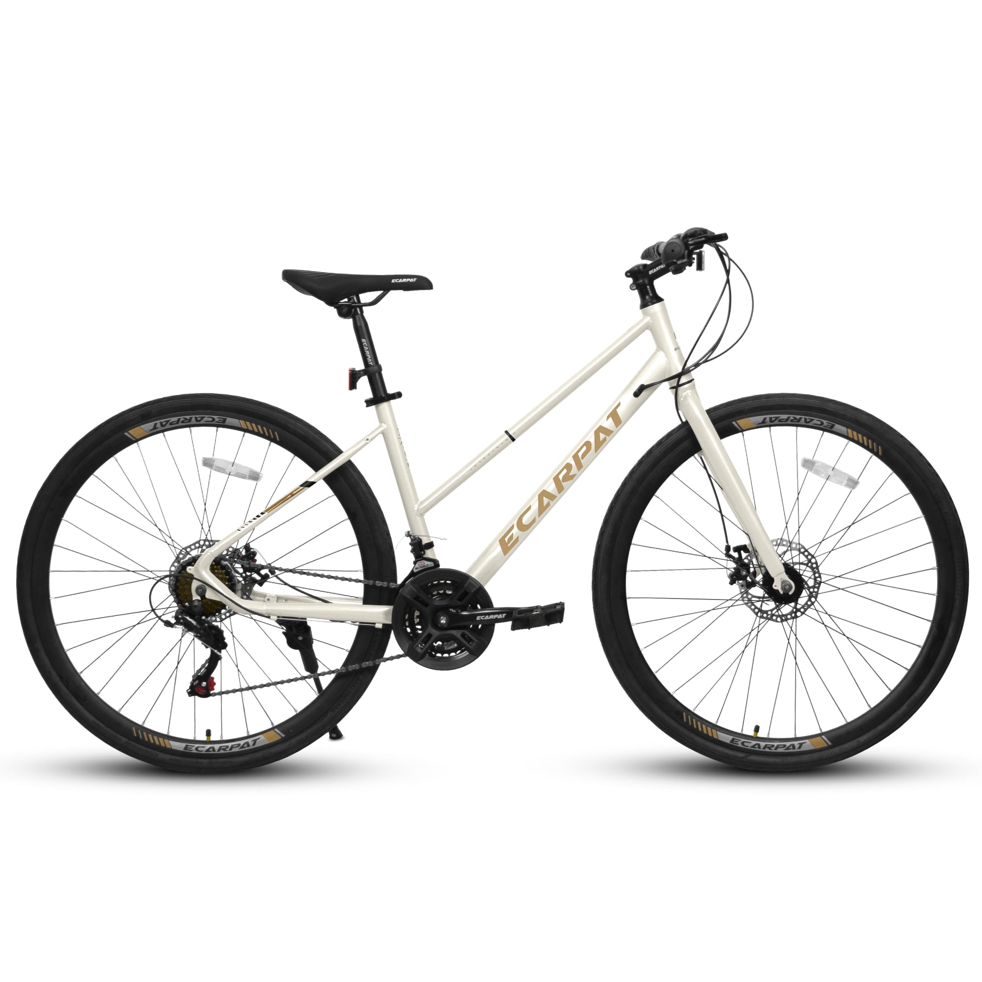 Aukfa 21 Speed Mountain Bike, Dual Disc Brake Mountain Bicycle for Men Womens Adult,Cream
