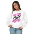 thumbnail image 5 of No One fights Alone Breast Cancer Women Crewneck Sweatshirt Brisco Brands M, 5 of 6