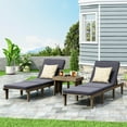 thumbnail image 6 of Paolo Outdoor Acacia Wood 3 Piece Chaise Lounge Set with Water-Resistant Cushions, Gray, 6 of 13