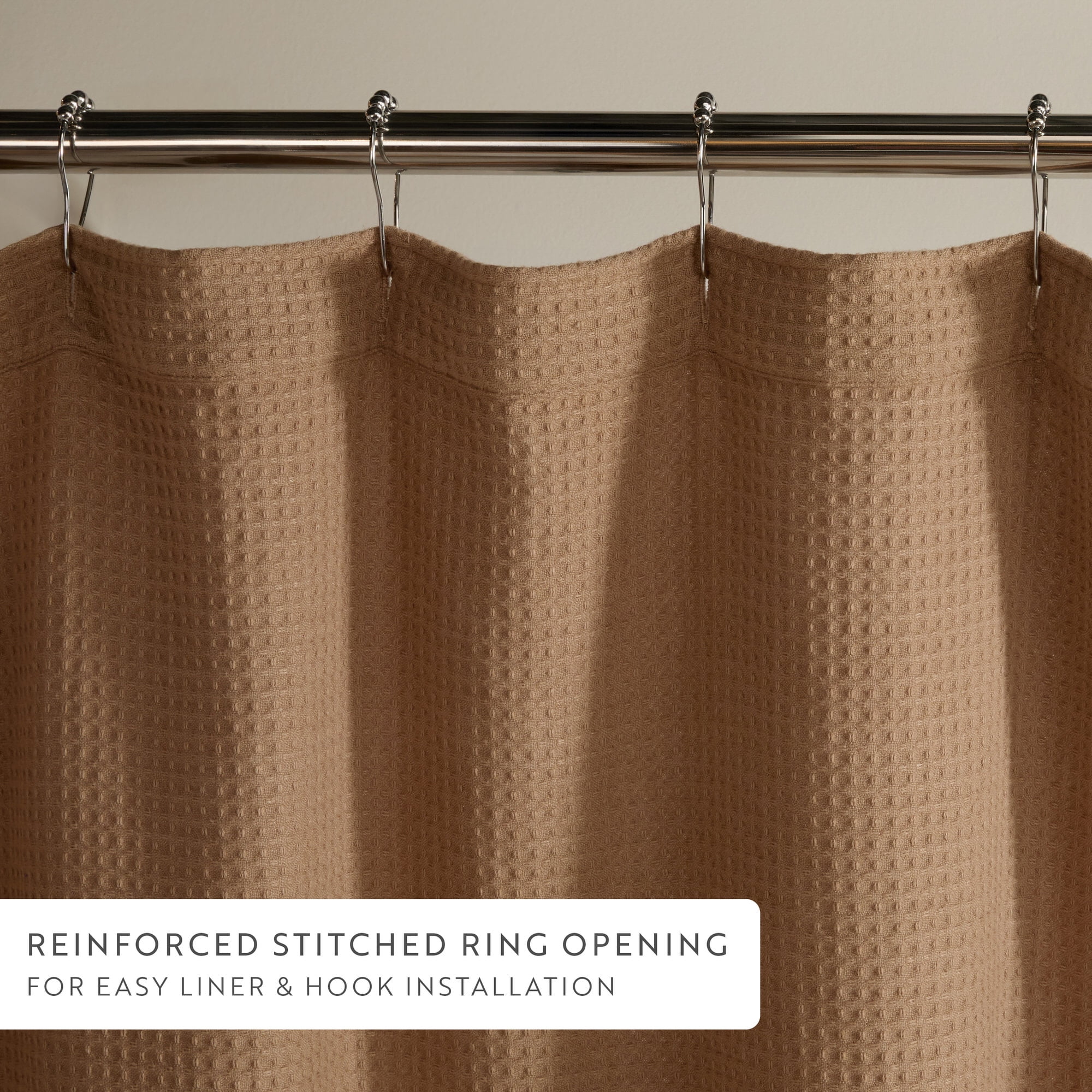 Cotton Blend Waffle Texture Shower Curtain