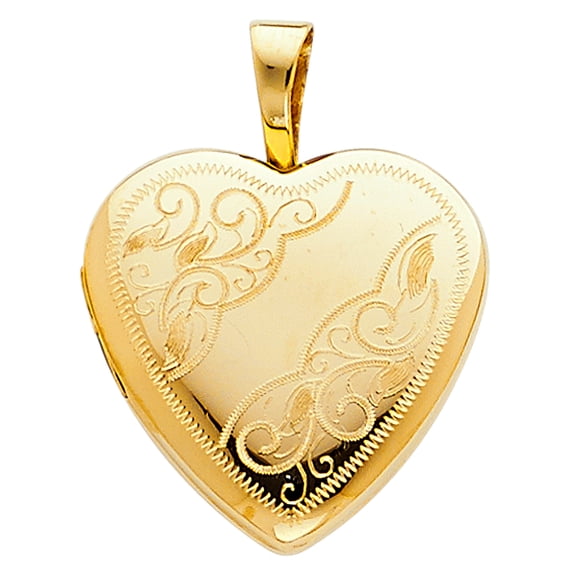 FB Jewels 14K Yellow Gold Heart Locket Pendant 16mm X 16mm