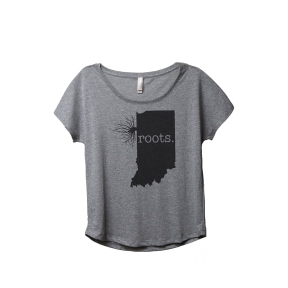 Thread Tank Home Roots State Indiana IN Women's Relaxed Slouchy Dolman T-Shirt Tee Heather Grey Small