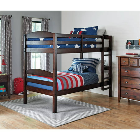 Better Homes & Gardens Leighton Twin Over Twin Wood Bunk Bed, Multiple