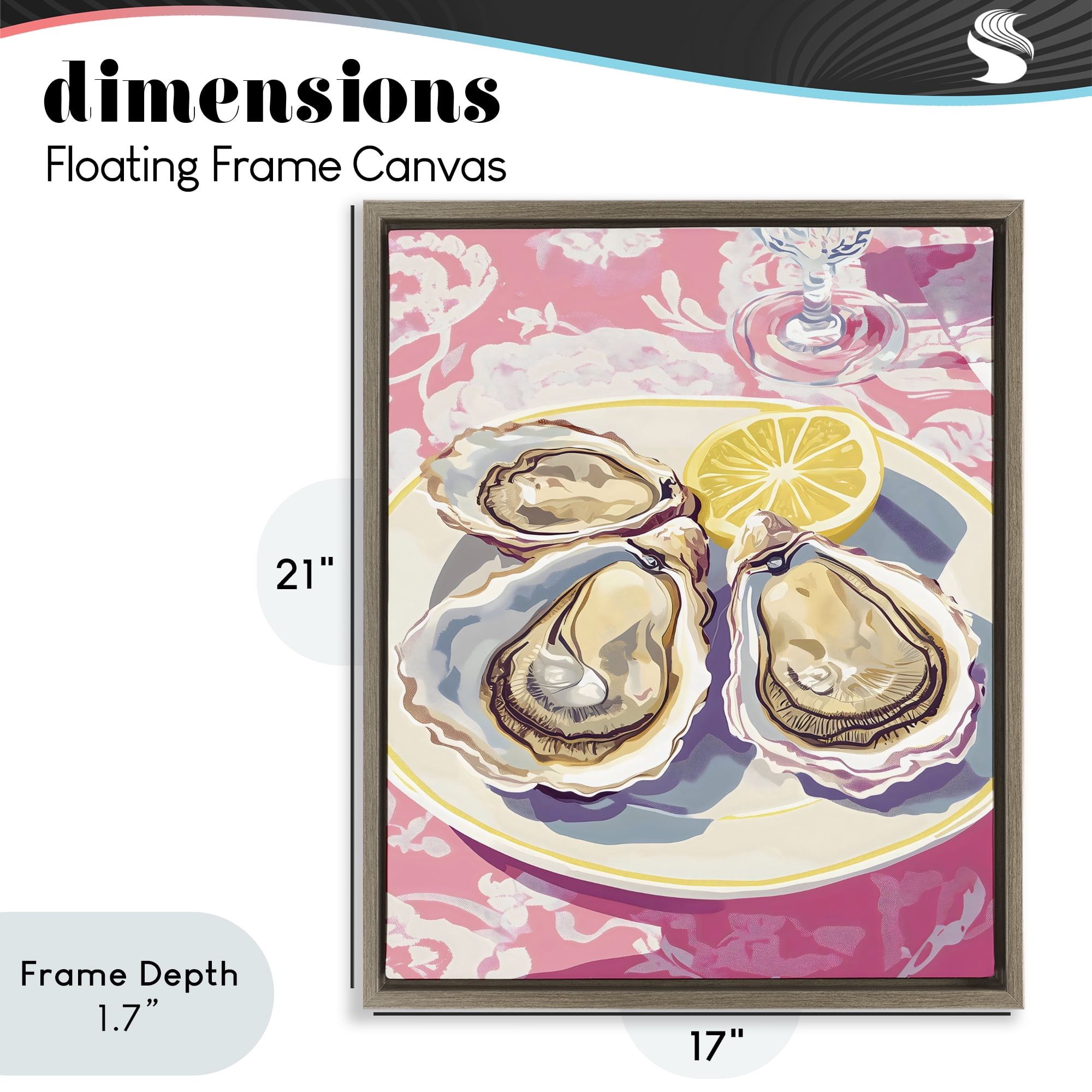 Stupell Industries Plated Oysters & Lemons Brown Framed Floater Canvas Wall Art, design by The Prints Vibe