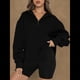 thumbnail image 4 of Sudadera de Entrenamiento de con Media Cremallera para Mujer, de Gran Tamaño, de Larga, Color Liso, con Hombros Caídos. Negro XL, 4 of 5