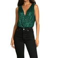 thumbnail image 4 of xiaxaixu Women Sequined Romper, Sleeveless Backless V Neck Solid Color Summer Street Short Jumpsuit, 4 of 6